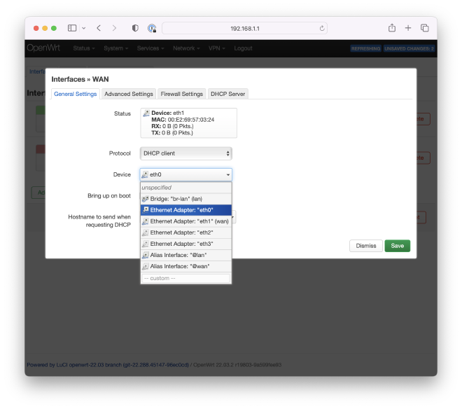 Configure WAN interface